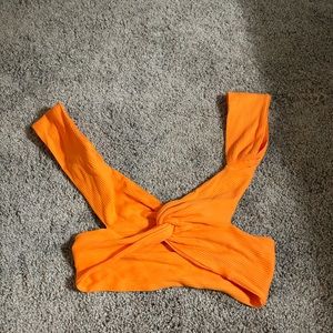 orange shein crop top